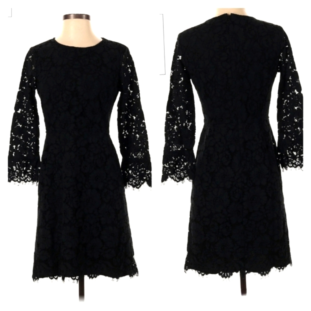 Ann Taylor Black Velvet Damask Dress - Size 0
